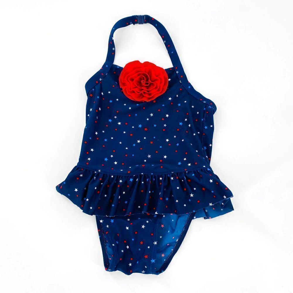 Old Navy Girls Blue Stars Accent Halter Swimsuit 5